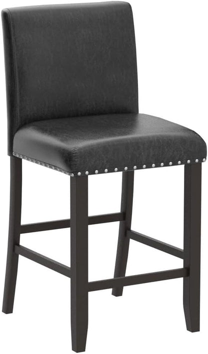 COSTWAY Bar Stools Set of 2, 25.5” PVC Leather Armless Counter Height Chair with Back, Kitchen Island Breakfast Chair for Dining Room, Party Room & Restaurant (2, Black)