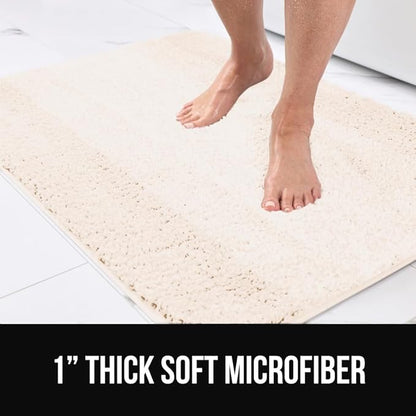 GORILLA GRIP Ultra Soft Plush Bathroom Rugs with Textured Rubber Backing, 34 x 24 Absorbent Quick Dry Bath Mat, Machine Washable Shower Mats, Home Décor Accessories Bathmat Rug Essentials, Ivory