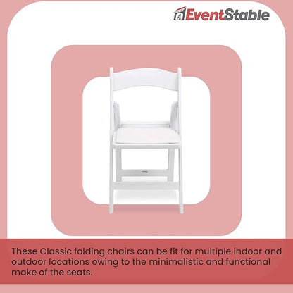 EventStable Titan PRO Resin Folding Chair - White Indoor Outdoor Lightweight Padded Folding Chair for Weddings Parties Events - 100 Pack