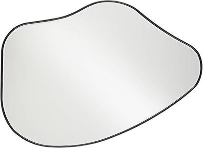 Possini Euro Design Cavandish Rounded Curved Abstract Vanity Decorative Wall Mirror Modern Beveled Glass Matte Black Wood Frame 28" Wide for Bathroom Bedroom Living Room Home Office Entryway House