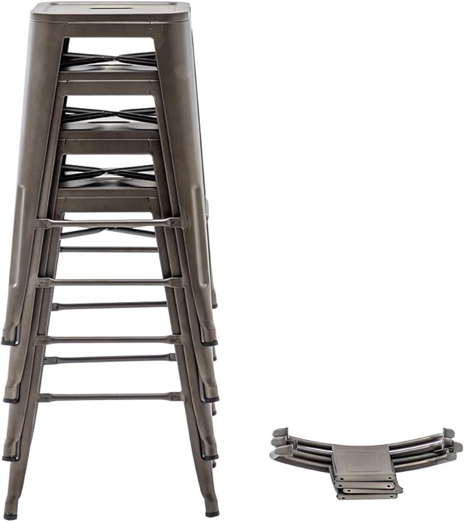 HAOBO Home 24" Low Back Metal Counter Stool Height Bar Stools [Set of 4] Barstools, Bronze