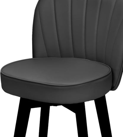 MINCETA Bar Stools Set of 2, PU Leather Barstools, 26 Inch Upholstered Counter Stools with Backrest and Footrest, Swivel Counter Height Barstools for Kitchen Island Home Bar Dark Gray