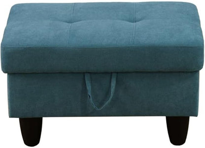 Ottoman Storage Ottoman Bench Flannel Footrest Footstool with Hinged Lid for Living Room, Bedroom, Entryway, Green, 28.5"X19"X17.5"