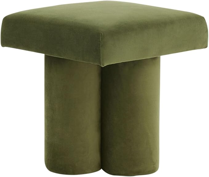 SAFAVIEH Couture Collection Deangelo Mid-Century Modern Forest Green Velvet Ottoman (Fully Assembled)