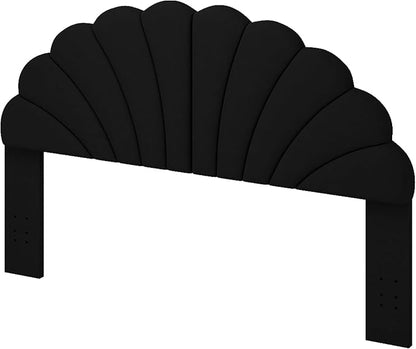 Queen Size Headboard Only, Petal Wall Mount Headboard Queen/Full Size for Adjustable Bed Velvet Upholstered Head Board Easy Assembly, Black