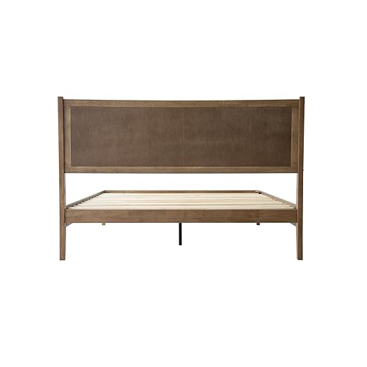 King Size Bed Frame, Solid Wood Platform Bed with Headboard & Footboard, 12 Sturdy Slatted, Central Metal Legs, Easy Assembly, Noise & Anti-Slip, No Box Spring Needed, Barnwood Finish, OLK-30