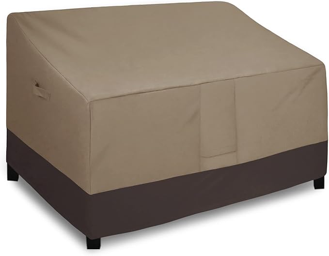 Easy-Going Waterproof Outdoor Loveseat Outdoor Furniture Cover, Heavy Duty 2-Seater Patio Couch Windproof Cover with Air Vent (76Wx40Dx33H inch, Camel/Dark Brown)