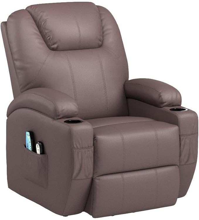 Flamaker Power Lift Recliner Chair Electric Lift Recliner for Elderly Power Lift Recliner Chair with Cup Holders Side Pockets for Living Room (Leather, Gray)