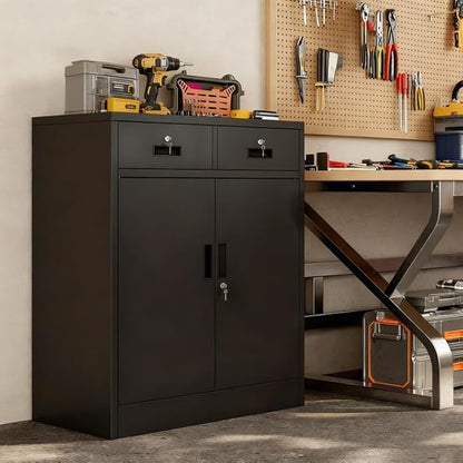 Storage Cabinet, 36 Inch Tall Metal Storage Cabinet with Doors and Shelves, Metal Cabinet with Drawers, Pantry Cabinets for Kitchen Storage, Garage Cabinet for Living, Dining Room.