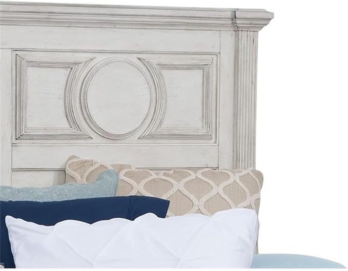 American Woodcrafters Brighten Distressed Antique White Wood King Headboard