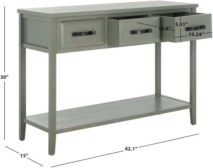 Safavieh Home Collection Aiden Ash Grey 3-Drawer Bottom Shelf Console Table