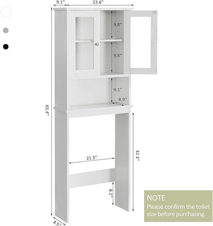 Meilocar Over The Toilet Storage Cabinet, Bathroom Storage Organizer Over Toilet, Space Saver W/Adjustable Shelf & Open Shelf, White