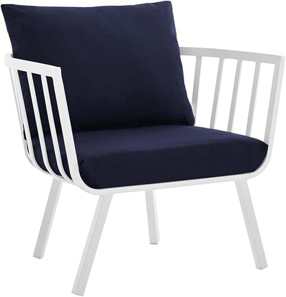 Modway Riverside Outdoor Furniture, 5-Piece Set, White Navy