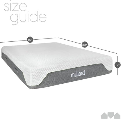 Milliard 10-Inch Memory Foam Queen Size Mattress, Pressure-Relieving - Firm Memory Foam Mattress, Best Mattress for Classic Comfort, Restful Sleep - Soft Memory Foam Mattress