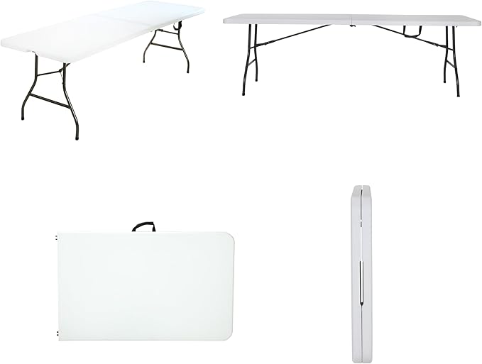 COSCO 8 ft. Fold-in-Half Banquet Table w/Handle, White