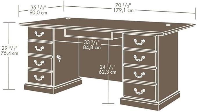 Pemberly Row Classic Home Office Executive Computer Desk in Cherry