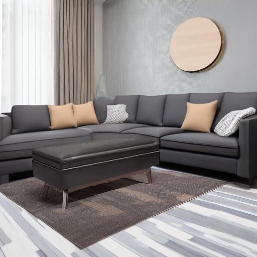 SIMPLIHOME Owen 48 inch Wide Mid Century Modern Rectangle Rectangular Storage Ottoman in Tanners Brown Vegan Faux Leather, Assembled, for the Living Room, Entryway and Family Room