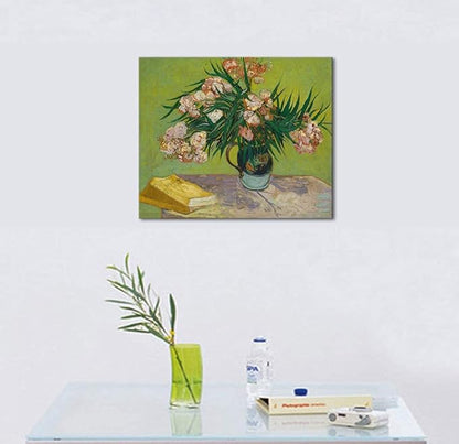 Wieco Art Large Giclee Canvas Prints Wall Art Oleanders 1888 by Van Gogh Famous Floral Oil Paintings Reproduction Modern Gallery Wrapped HD Classic Abstract Flowers Pictures Artwork for Home Decor