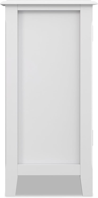 SIMPLIHOME Burlington SOLID WOOD 30 inch Wide Transitional Low Storage Cabinet in White for the Living Room, Entryway and Family Room