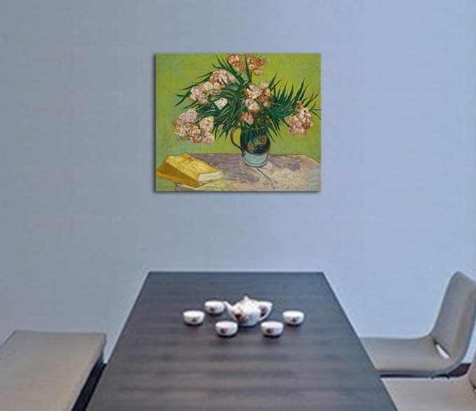 Wieco Art Large Giclee Canvas Prints Wall Art Oleanders 1888 by Van Gogh Famous Floral Oil Paintings Reproduction Modern Gallery Wrapped HD Classic Abstract Flowers Pictures Artwork for Home Decor