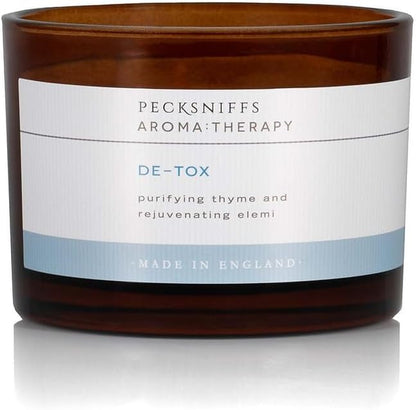 Pecksniff's Aromatherapy De-Tox 3-Wick Candle | Elemi & Thyme with Spicy Pine Scent | 285g/10oz Long-Lasting Relaxation