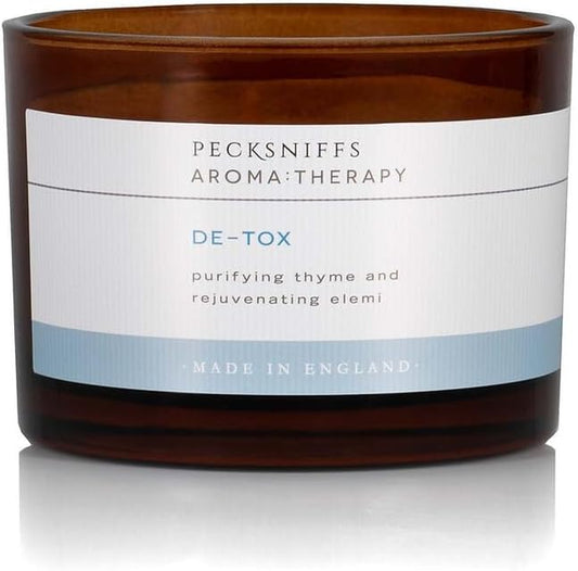 Pecksniff's Aromatherapy De-Tox 3-Wick Candle | Elemi & Thyme with Spicy Pine Scent | 285g/10oz Long-Lasting Relaxation