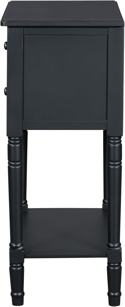 Knocbel Slim Antique Entry Console Table with 3 Drawers & Bottom Open Shelf, Solid Wood Narrow Sofa Couch Table for Entryway Hallway Living Room 23.7" W x 13" D x 31.4" H Black