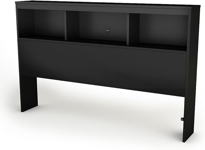 South Shore Spark Bookcase Headboard, Full, Pure Black