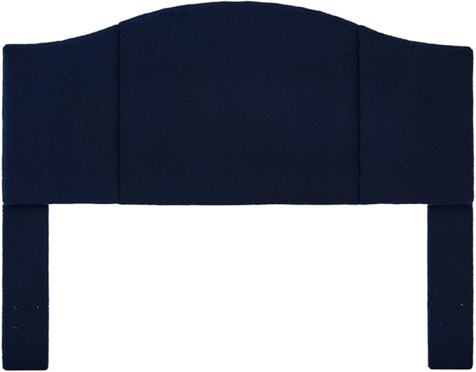24KF Middle Century Upholstered Foldable Headboard, Modern Boucle Teddy Fabric Queen/Full Headboard 6033-Q-Navy