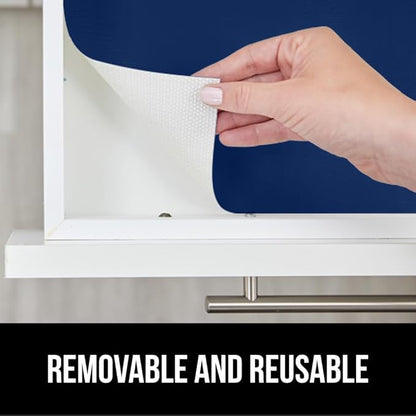 GORILLA GRIP DripGuard Shelf Liner, Non Adhesive Drawer and Kitchen Cabinet Protector, Slip Resistant BPA Free Smooth Surface Plastic Liners for Cabinets, Bathrooms, Closets, 12x120 Inch, Navy Blue