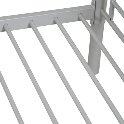 Karl Home Grey Bunk Bed Twin Over Twin, Metal Bunk Bed with Built-in Ladder and Safety Guardrail, Space-Saving Bunk Beds for Kids, Teens & Adults, No Box Spring Needed