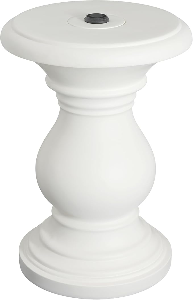 Christopher Knight Home Oriana MGO Outdoor Patio Side Table Umbrella Base, Heavy Duty Patio Umbrella Stand Outdoor Base with Hand-Turn Tightening Knob, Lounger Small Patio Coffee Table, White