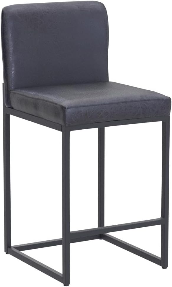 ALPHA HOME 24 Inch Bar Stools, Kitchen Counter Stools with Backs, Black Bar Stools Set of 4, PU Leather Barstools, Kitchen Stools with Back&Upholstered Footrest, Sturdy Chromed Metal Steel Frame