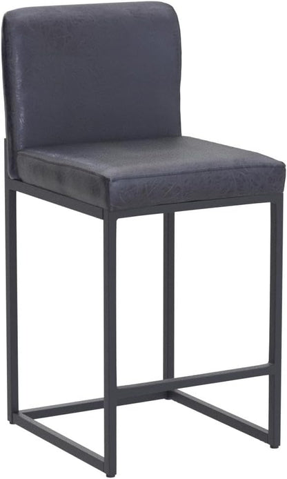 ALPHA HOME 24 Inch Bar Stools, Kitchen Counter Stools with Backs, Black Bar Stools Set of 4, PU Leather Barstools, Kitchen Stools with Back&Upholstered Footrest, Sturdy Chromed Metal Steel Frame