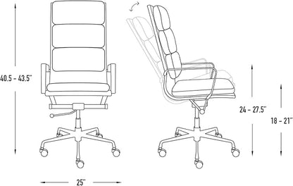 Laura Davidson Furniture SOHO II Tall Back Padded Management Chair (Black)