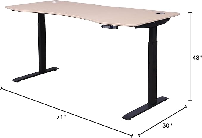 ApexDesk Elite Pro Series 71" x 33" Electric Height Adjustable Stand up Desk, Sit Stand Home Office Desk, Computer Desk - Curved Oak/Black