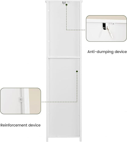 Iwell Tall Bathroom Cabinet, Slim Narrow Bathroom Storage Cabinet with Adjustable Shelves, Storage Cabinets with 1 Drawer, for Bathroom, Living Room, Entryway, Kitchen, White