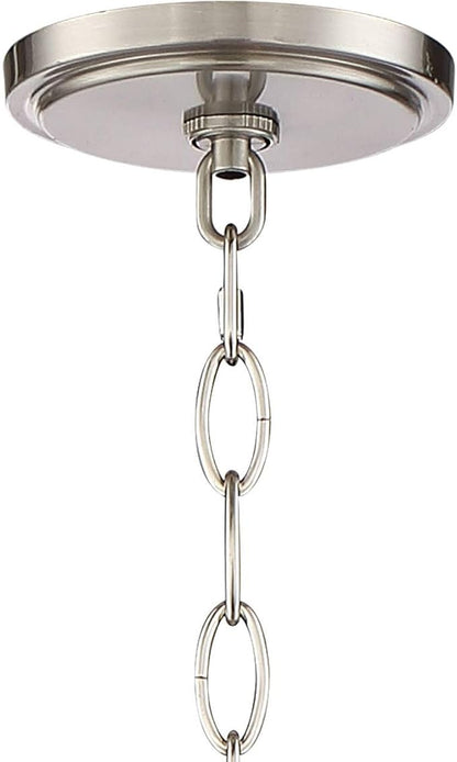 Possini Euro Design Luxe Nickel Pendant Light - 6 Light, Brushed Nickel Finish, White Organza Shade, Luxe Modern Pendant for Kitchen Islands, Dining Rooms, and Living Rooms - 26" Wide, 23" High