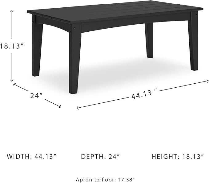 Signature Design by Ashley Hyland Wave Modern Weather Resistant HDPE Outdoor Coffee Table, Black