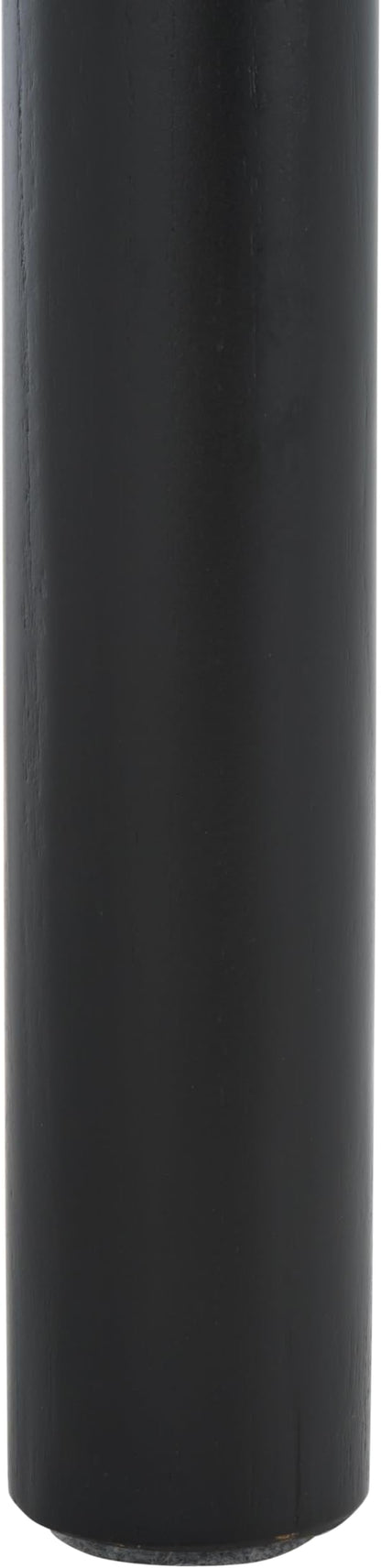 SAFAVIEH Couture Collection Devnie Black Woven Leather & Black Solid Wood Ottoman (Fully Assembled)