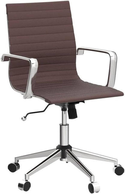 COROCC Office Desk Chair Modern Conference Room Task Chairs Leather Computer Swivel Excutive Ribbed Ergonomic Rolling Comfortable Chair for Home Office