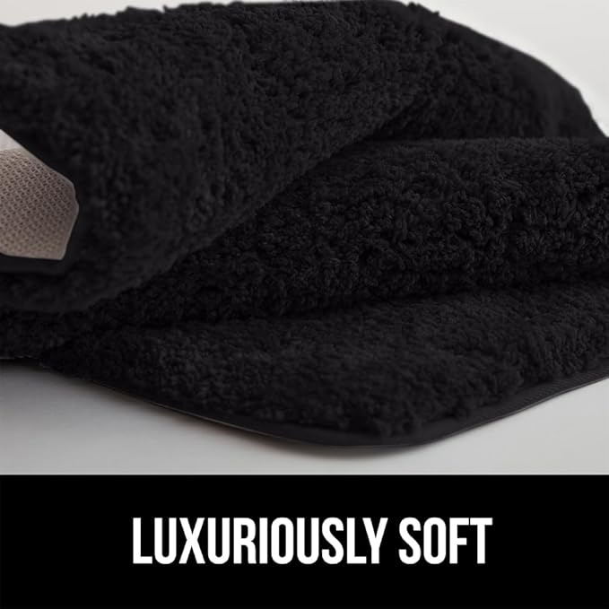 GORILLA GRIP Bathroom Rugs, 60x24, Ultra Soft Absorbent Mat, Thick Plush Bath Rug, Machine Washable, Microfiber Quick Dry, Mats for Shower, Bathtub and Floor, Home Decor Accessories, Black