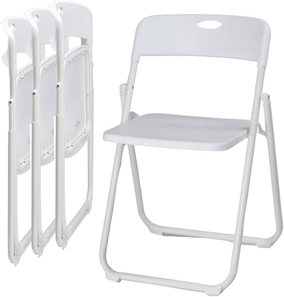 Karl home 4 Pcs Folding Chair, 300LBS Lightweight Foldable Plastic Chair, Reinforced Metal Frame Easy to Fold & Store for Indoor & Outdoor, Wedding, Party, Meeting Room, Patio and Garden, White