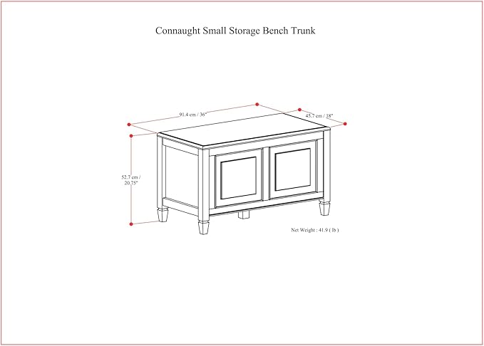 SIMPLIHOME Connaught Entryway Storage Bench - 36 inch Wide Solid Wood Small Storage Trunk Seat in Chestnut Brown, Traditional Bench for Entryway or Living Room with Lift-Up Lid and Paneled Front