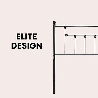 Victorian Metal Headboards, Adjustable Height Iron Frame, Rustic Farmhouse Style, Elegant and Durable Design, Easy Assembly, Universal Fit for Kids & Adults, King Size, Black Finish