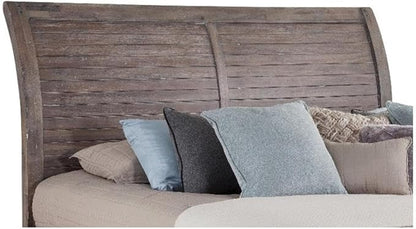 American Woodcrafters Aurora Weathered Gray Wood King Sleigh Headboard