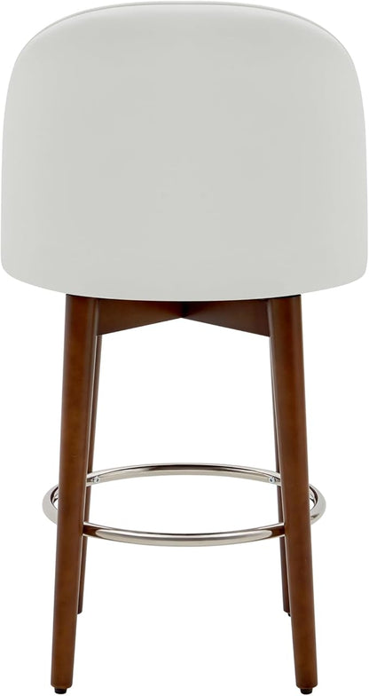 CHITA Counter Height Bar Stools Set of 2,Swivel Barstools for Kitchen Island,26.4" H Seat Height,Faux Leather,White