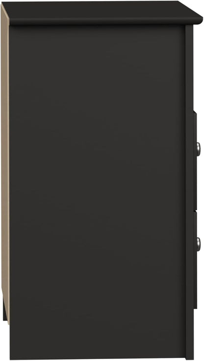 Prepac Sonoma 2 Drawer Nightstand: Elegant Bedroom Furniture, Bedside Table with Open Shelf, 23.25"W x 16"D x 28"H, Black