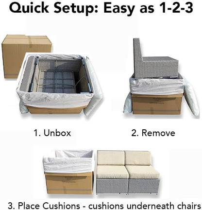 Ohana 7-Piece Outdoor Gray Patio Furniture Sectional Conversation Set with 6-inch Rainshield Water Protection Gray Cushions - No Assembly with Free Patio Cover