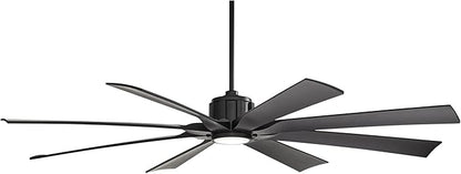 Possini Euro Design 70" Defender Modern Large Indoor Outdoor Ceiling Fan with LED Light Remote Control Matte Black Damp Rated for Patio Exterior House Home Porch Gazebo Garage Barn